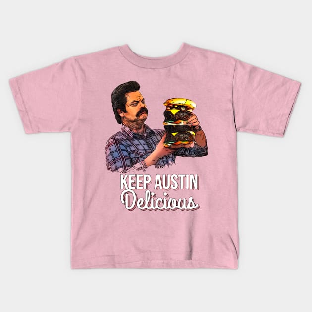 Keep Austin Delicious Kids T-Shirt by BriteDesigns